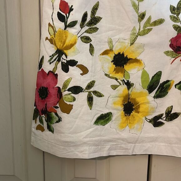 Orvis Vintage 1990s Y2K Retro Style A Line White Floral Cotton Skirt XS - Picture 7 of 15